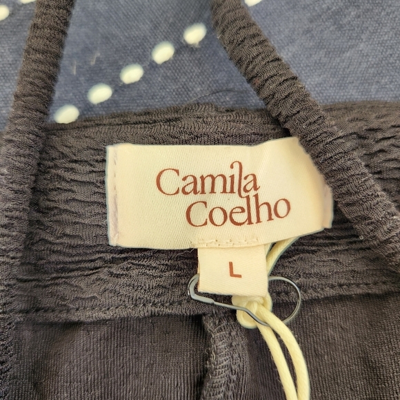 Camila Coelho Raquelle Tie Waist Pants Black NWT Size Large - Picture 6 of 10